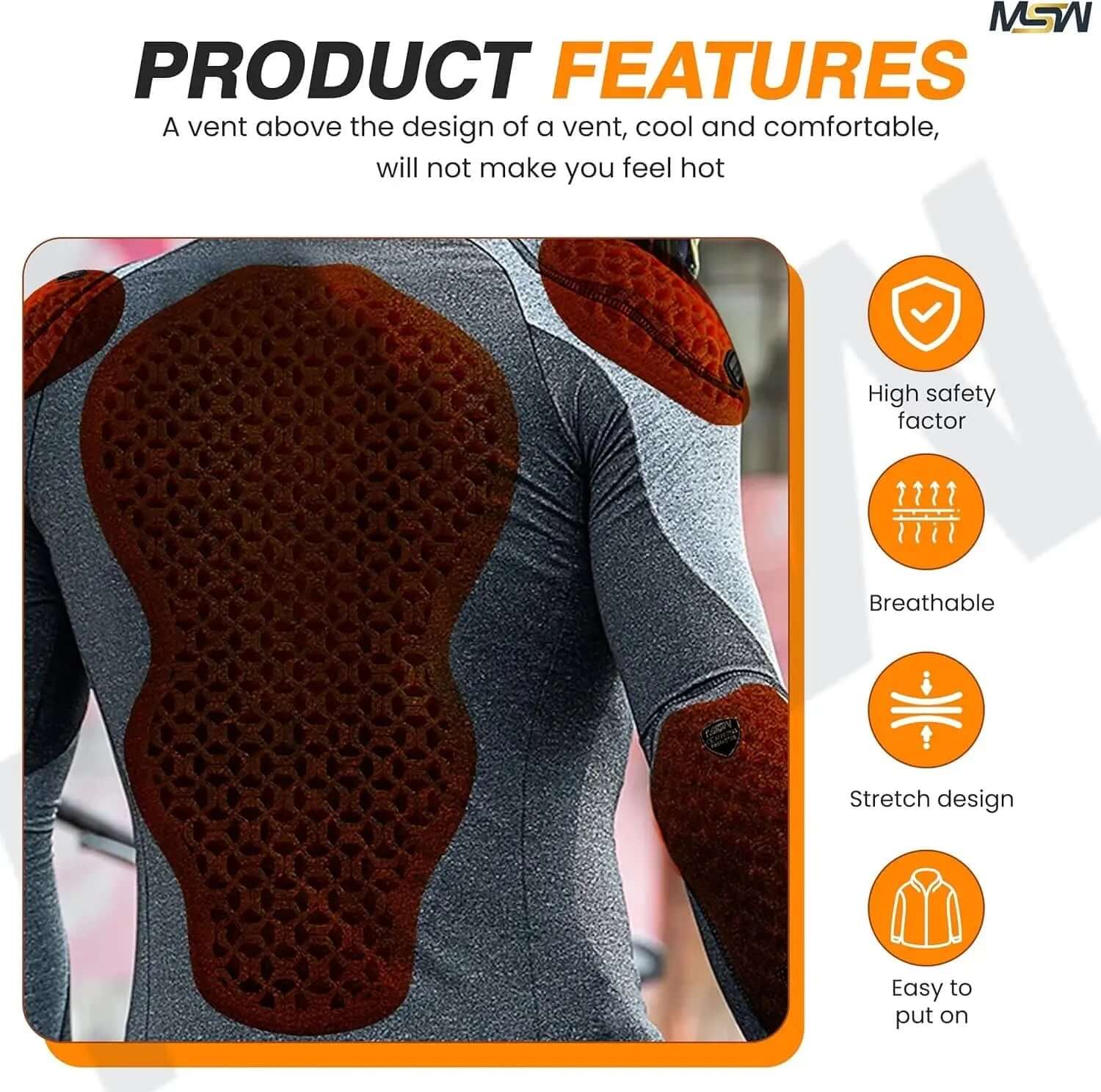 CE 2 Approve Back Protective Pad, Level 2 Approved Back Protector, Back Armor - Moto Style Wear