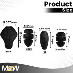 CE 1 Rated Protective Pads Set Center-Back, Shoulder, Elbow, & Hip