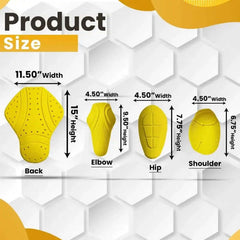 CE-2 Rated Protective Pads Set for Center-Back, Shoulder, Elbow, and Hip