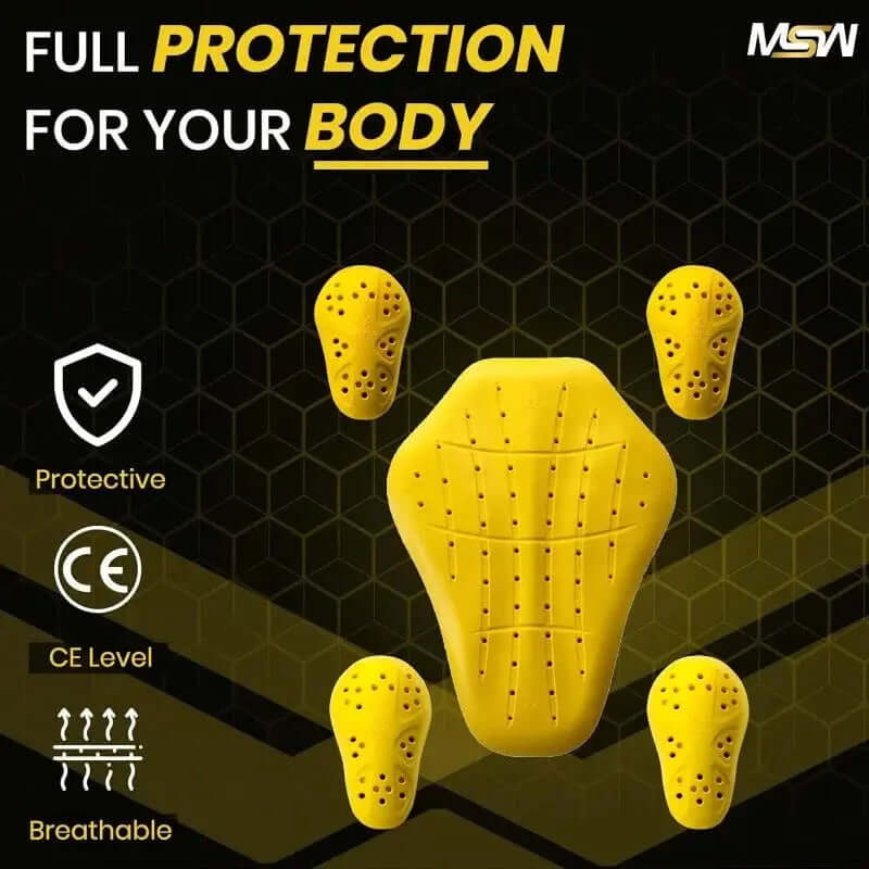 CE Level 1 (Back, Shoulder, & Elbows) Armor Pad Inserts For Motorcycle Jackets (5 PC)
