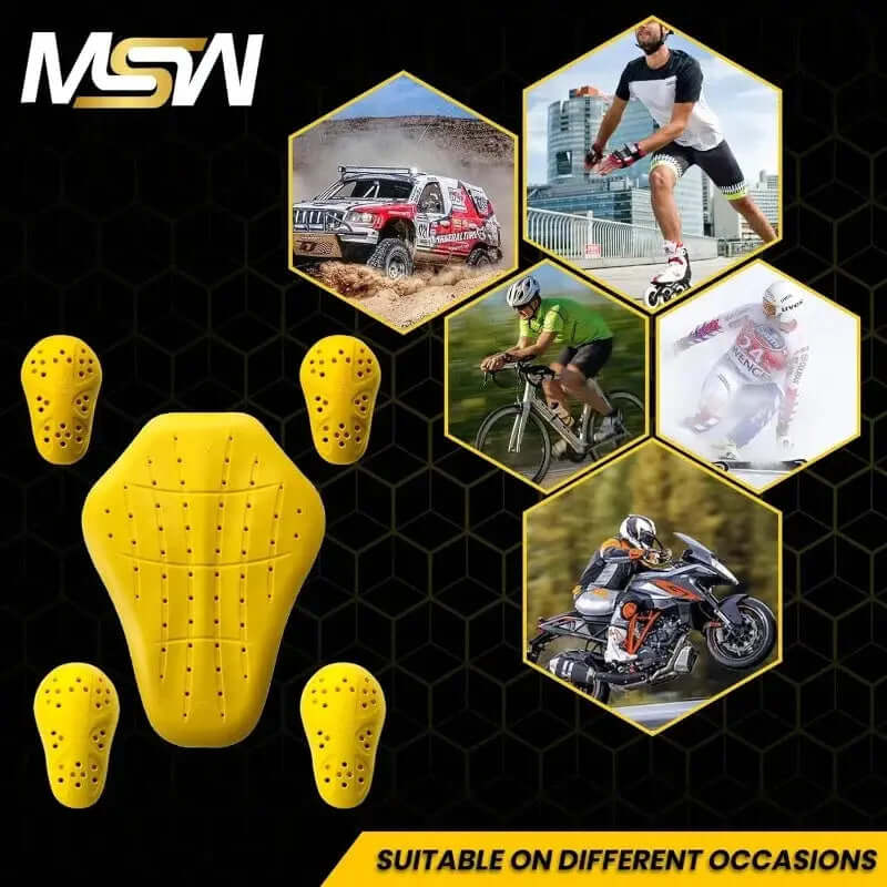 CE Level 1 (Back, Shoulder, & Elbows) Armor Pad Inserts For Motorcycle Jackets (5 PC)