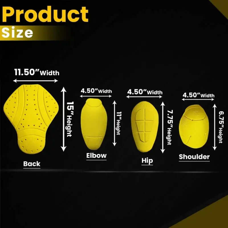 CE- Level 2 Certified Armor Pads Set for Shoulder, Knee, Back, Elbow, and Hip