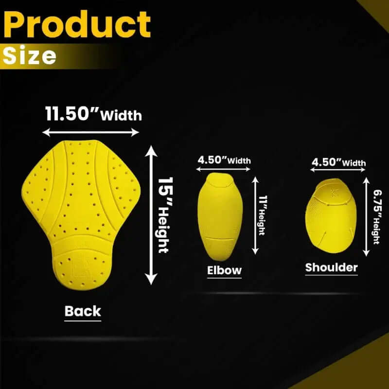CE Level 2 armor pad set (Back, Shoulder and Elbows armor inserts) for motorcycle jacke