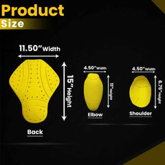 CE Level 2 armor pad set (Back, Shoulder and Elbows armor inserts) for motorcycle jacke