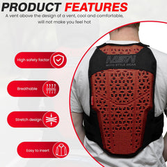 CE Level 2 Rated Back Protector Insert for Adjustable Spine Pad with Straps