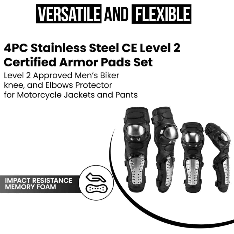 CE-Level 2 Stainless Steel Armor Pad inserts (knee and Elbow) for Jackets and Pants