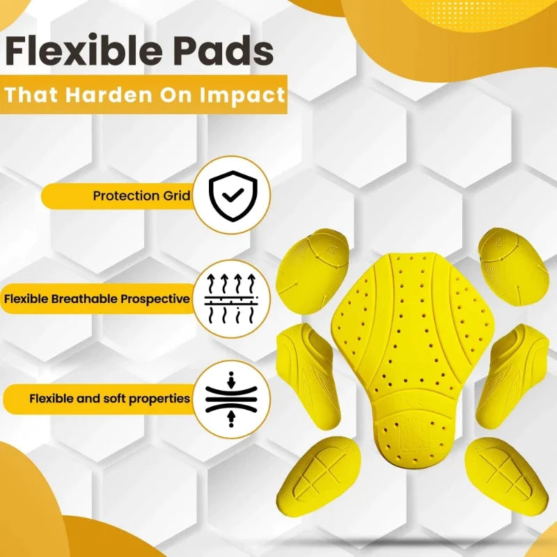 CE-2 Rated Protective Pads Set for Center-Back, Shoulder, Elbow, and Hip